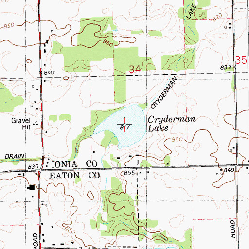Topographic Map of Cryderman Lake, MI