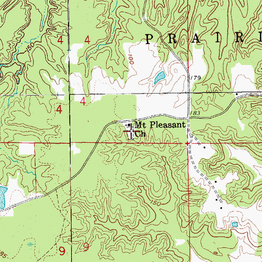 Topographic Map of Mount Pleasant Cemetery, AR