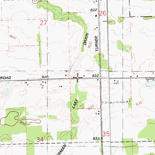 Topographic Map of Cryderman Lake Drain, MI