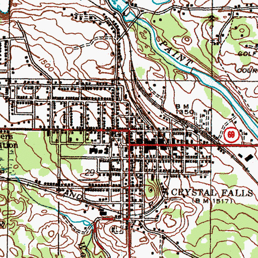 Topographic Map of Crystal Falls, MI