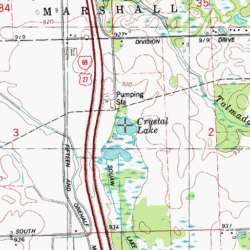 Topographic Map of Crystal Lake, MI