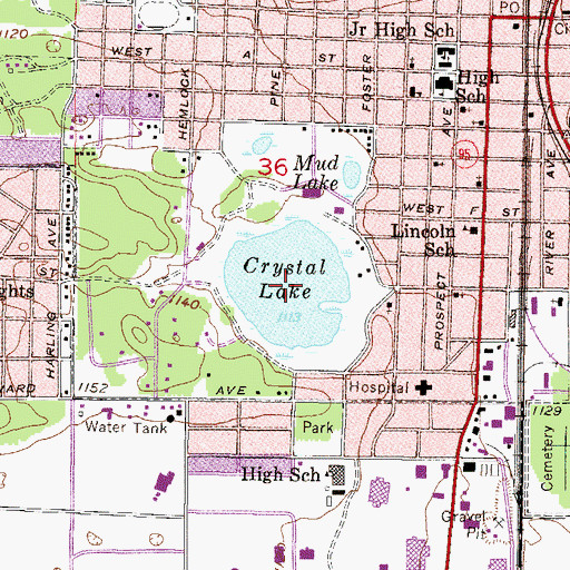 Topographic Map of Crystal Lake, MI