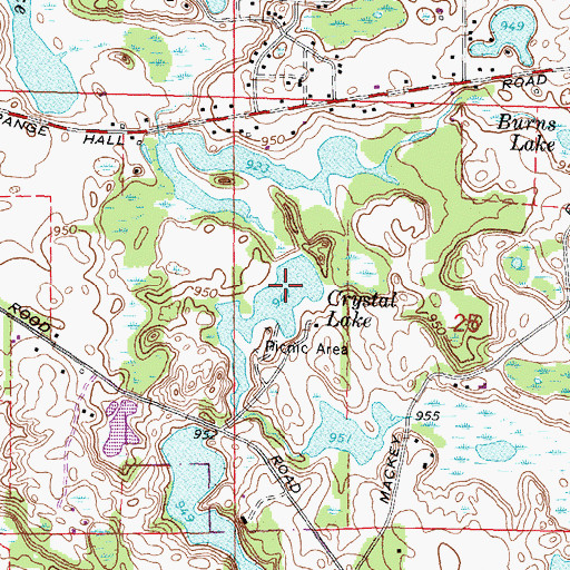 Topographic Map of Crystal Lake, MI