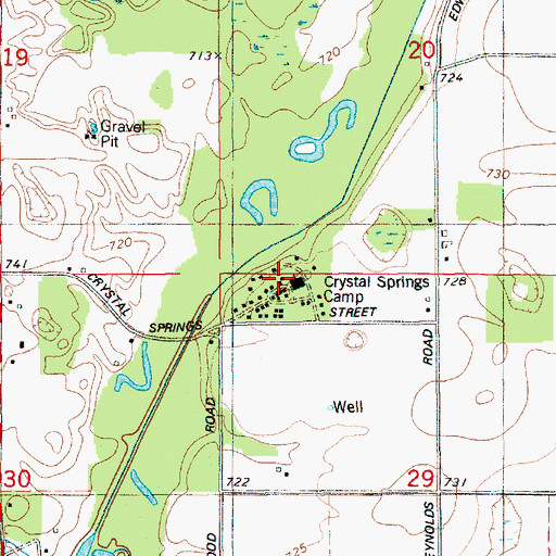 Topographic Map of Crystal Springs Campground, MI
