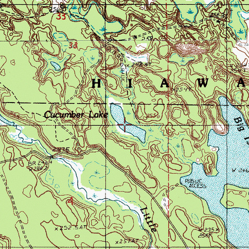Topographic Map of Cucumber Lake, MI