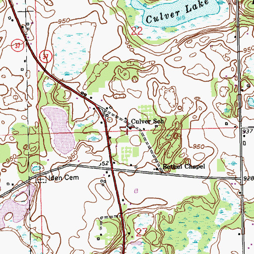 Topographic Map of Culver School, MI