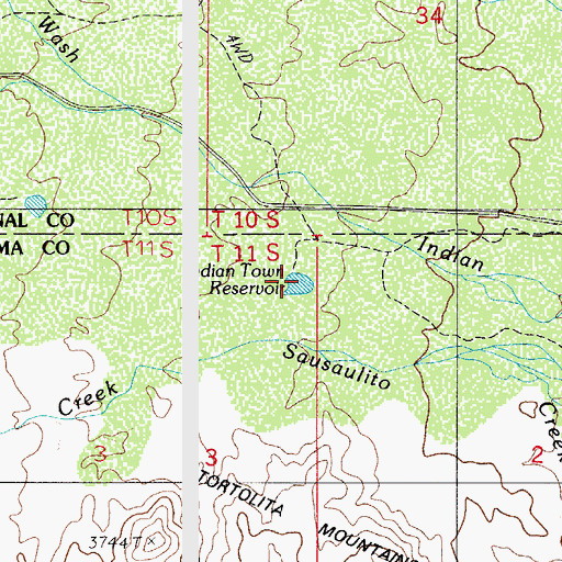 Topographic Map of Indian Town Reservoir, AZ