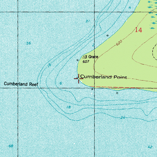 Topographic Map of Cumberland Point, MI