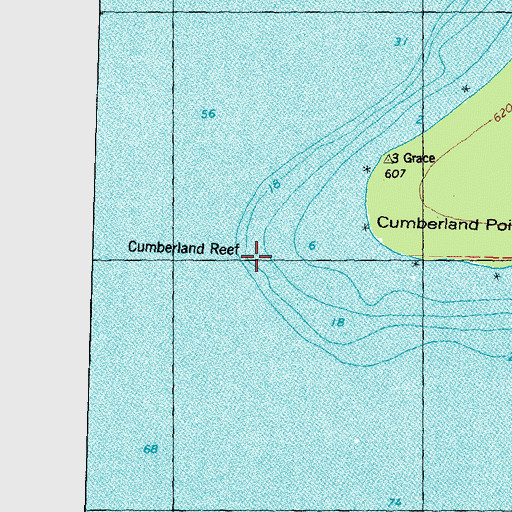 Topographic Map of Cumberland Reef, MI