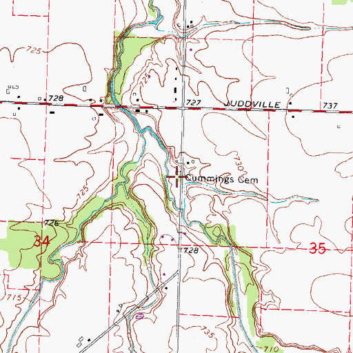 Topographic Map of Cummings Cemetery, MI