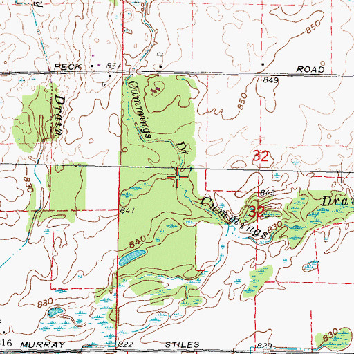 Topographic Map of Cummings Drain, MI