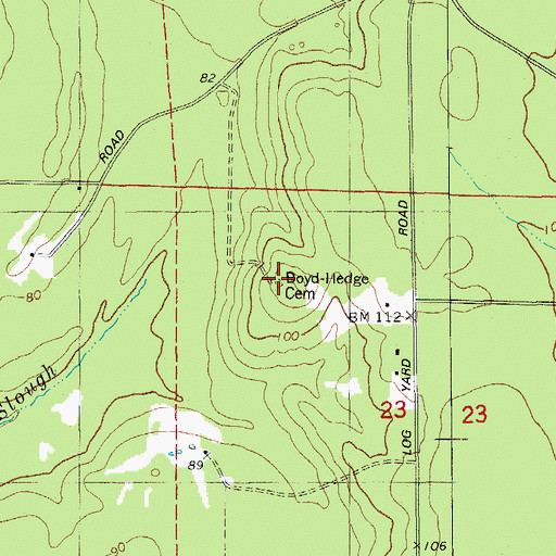 Topographic Map of Boyd - Hedge Cemetery, AR