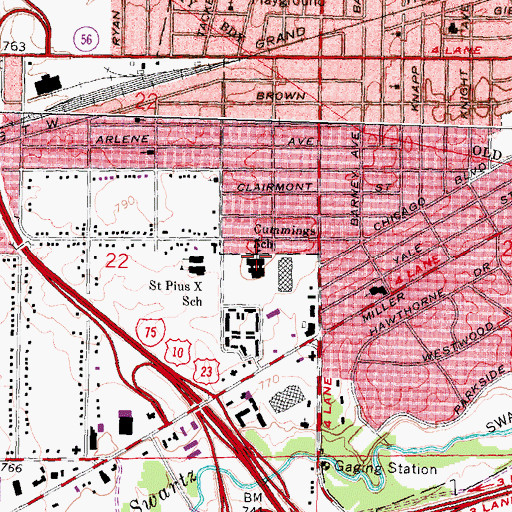 Topographic Map of Cummings School, MI