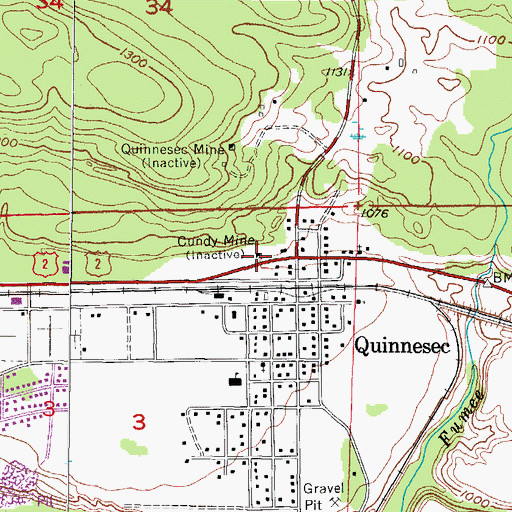 Topographic Map of Cundy Mine, MI