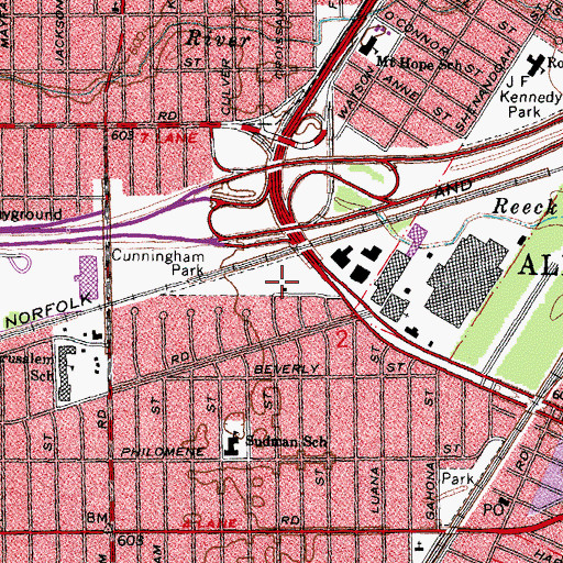 Topographic Map of Cunningham Park, MI