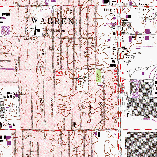 Topographic Map of Curie Park, MI