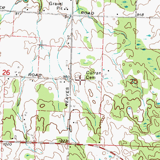 Topographic Map of Curran Cemetery, MI