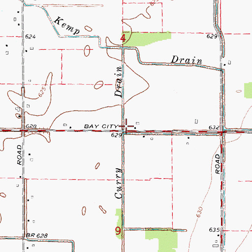 Topographic Map of Curry Drain, MI