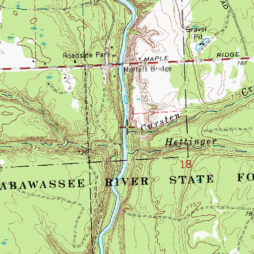 Topographic Map of Cursten Creek, MI