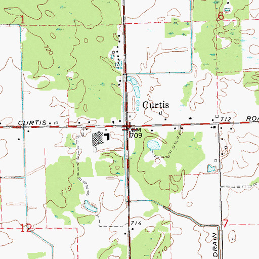 Topographic Map of Curtis, MI