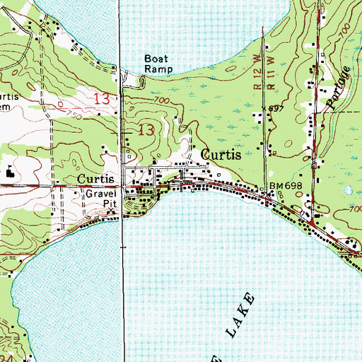 Topographic Map of Curtis, MI