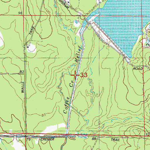 Topographic Map of Coffee Creek Relief, AR