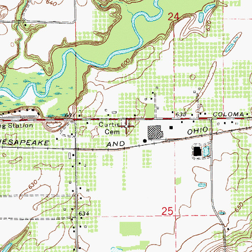 Topographic Map of Curtis Cemetery, MI