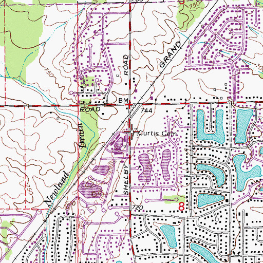 Topographic Map of Curtis Cemetery, MI