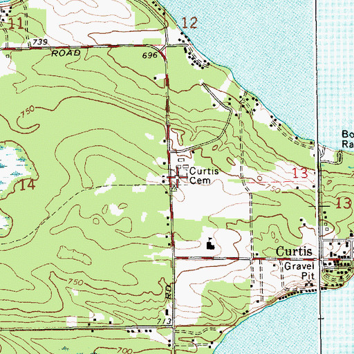 Topographic Map of Curtis Cemetery, MI