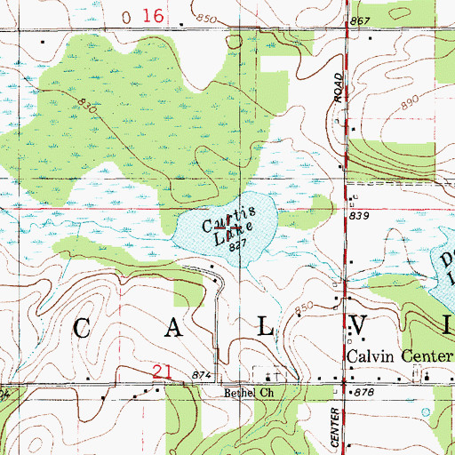 Topographic Map of Curtis Lake, MI