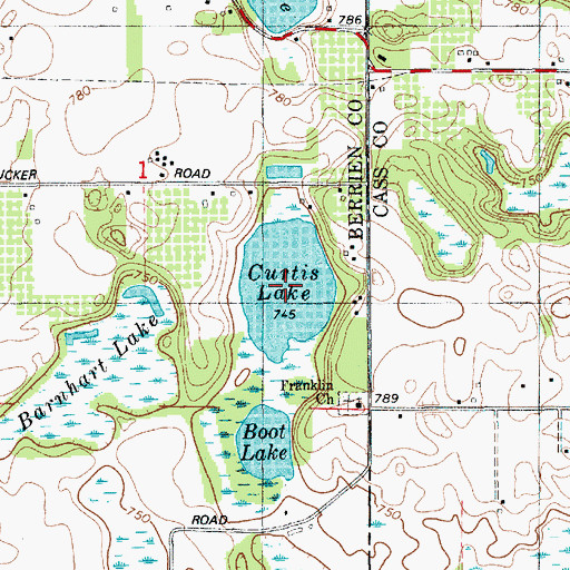 Topographic Map of Curtis Lake, MI