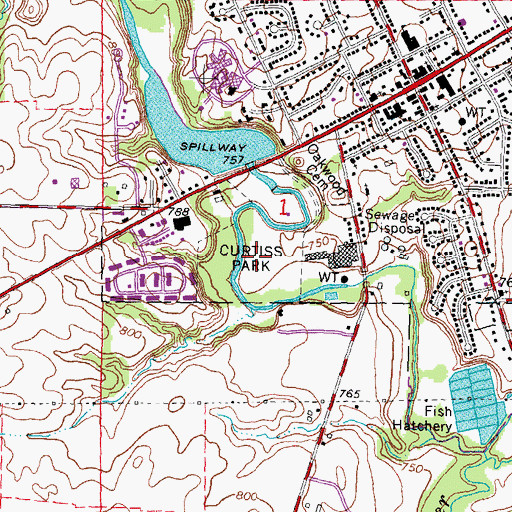 Topographic Map of Curtiss Park, MI