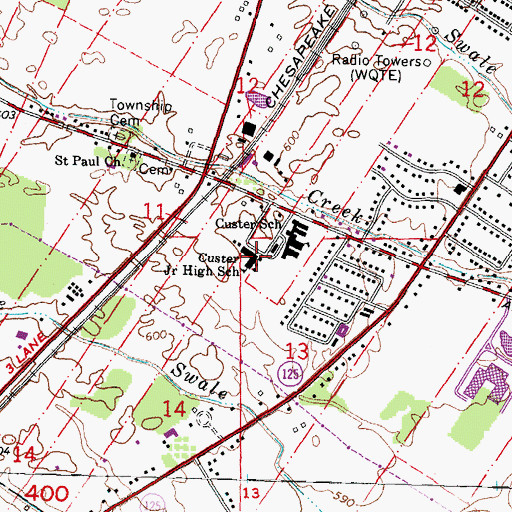 Topographic Map of Custer Junior High School, MI