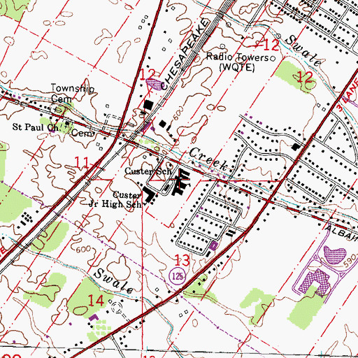 Topographic Map of Custer Elementary School, MI