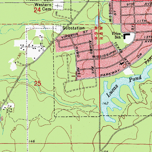 Topographic Map of Parkway Church of the Nazarene, AR