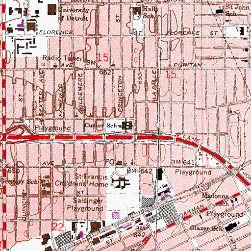 Topographic Map of Custer School, MI