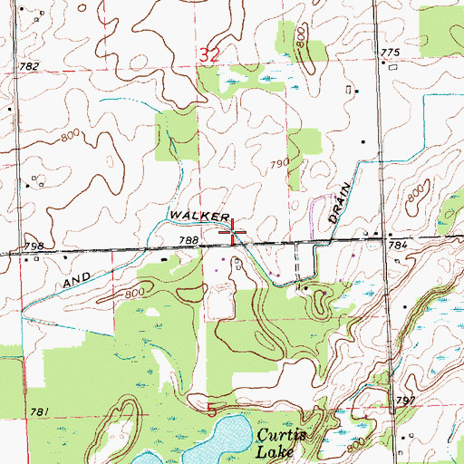 Topographic Map of Cutler and Walker Drain, MI