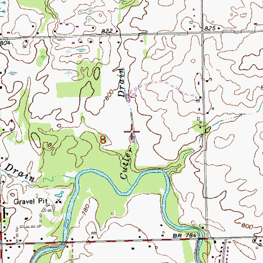 Topographic Map of Cutler Drain, MI