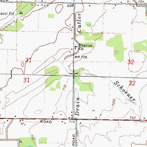 Topographic Map of Cutler Drain, MI