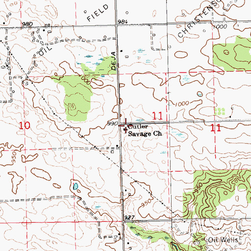 Topographic Map of Cutler Savage Church, MI