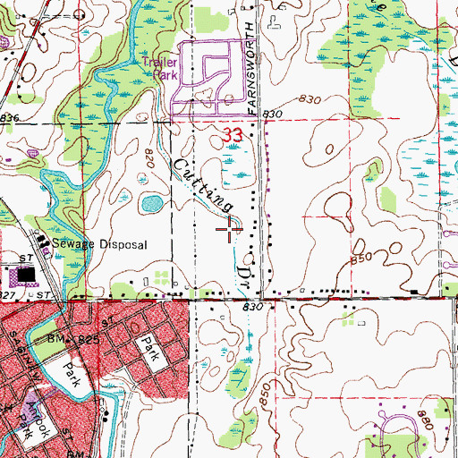 Topographic Map of Cutting Drain, MI