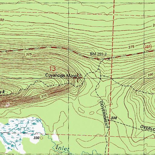 Topographic Map of Cuyahoga Mine, MI