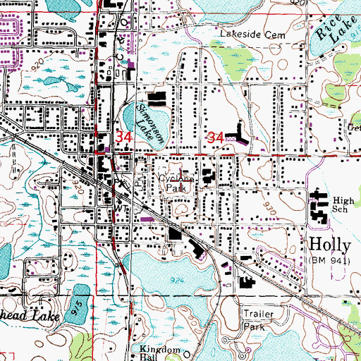 Topographic Map of Cyclone Park, MI