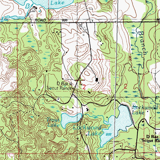 Topographic Map of D Bar A Scout Ranch, MI