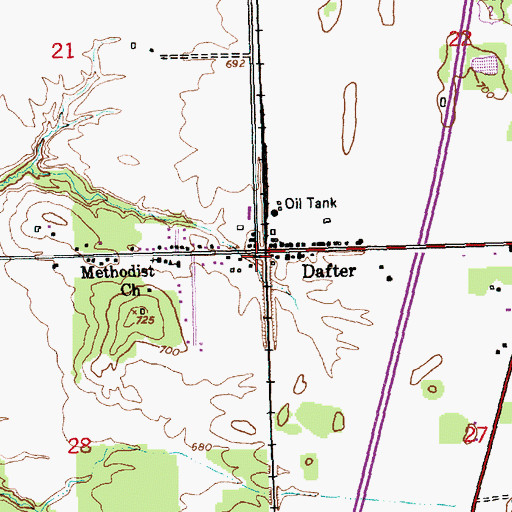 Topographic Map of Dafter, MI