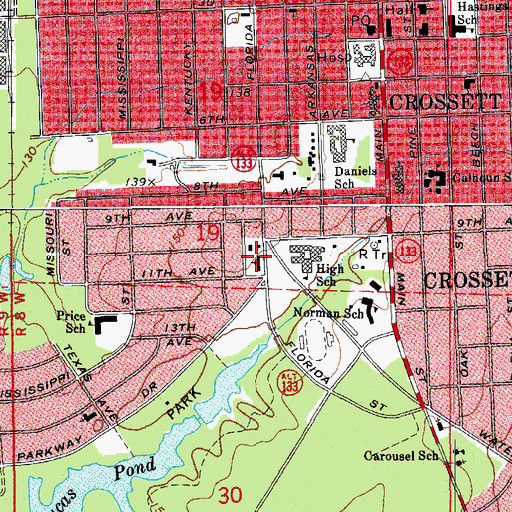 Topographic Map of Temple Baptist Church, AR