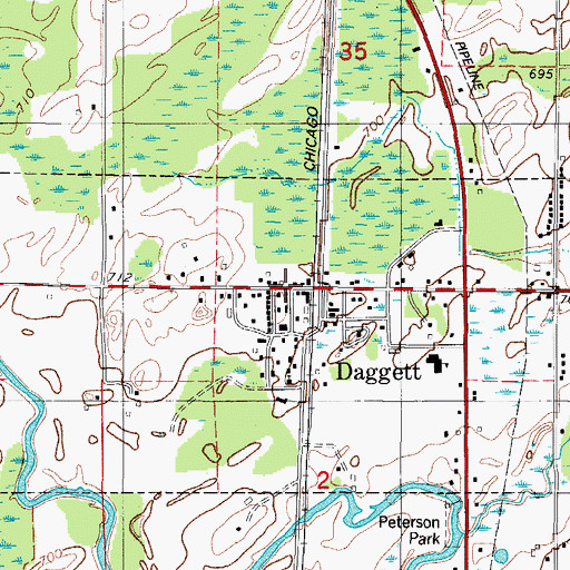 Topographic Map of Daggett, MI
