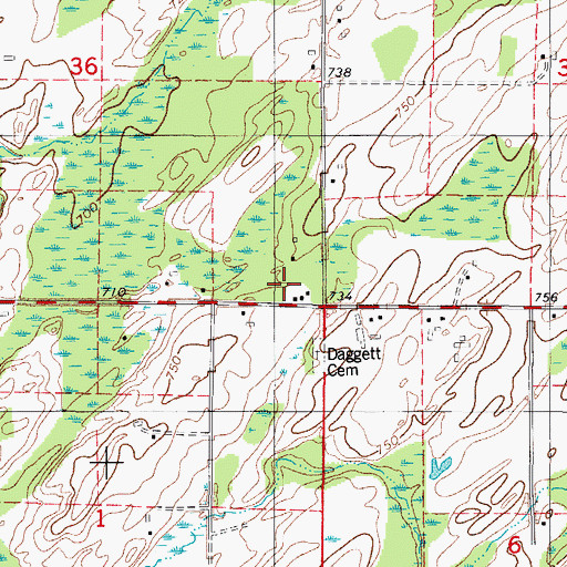 Topographic Map of Daggett Church, MI