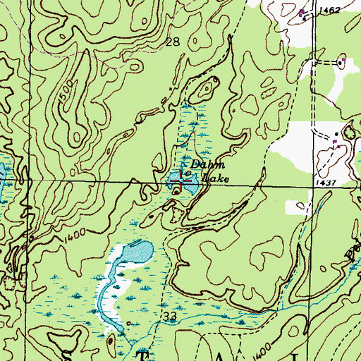 Topographic Map of Dahm Lake, MI