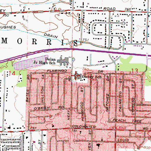 Topographic Map of Dailey School, MI